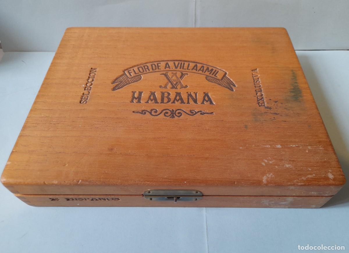 Cajas de puros: Caja de Puros de madera FLOR DE VILLAAMIL, 25 Hispanos, HABANA, CUBA, VAC&Iacute;A.