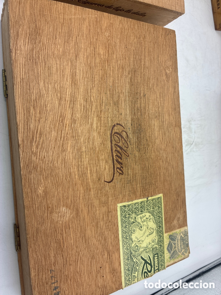 Cajas de puros: Cuatro cajas de puros vac&iacute;os de madera. - Foto 4