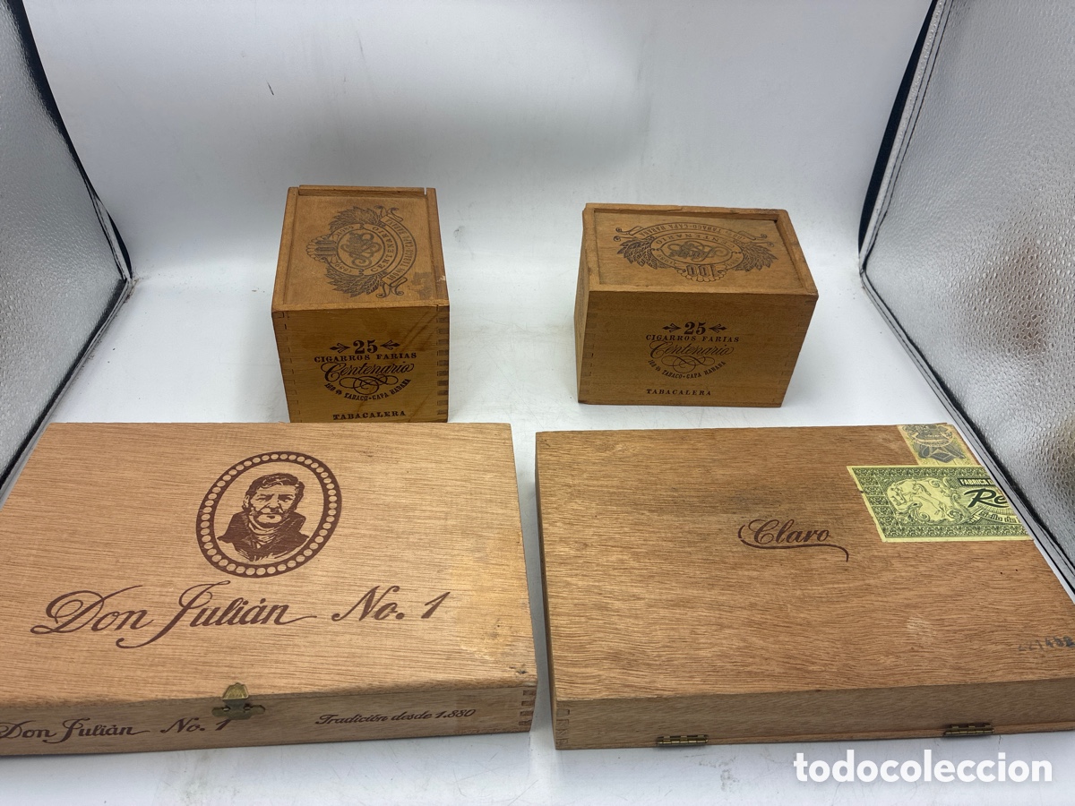 Cajas de puros: Cuatro cajas de puros vac&iacute;os de madera. - Foto 2