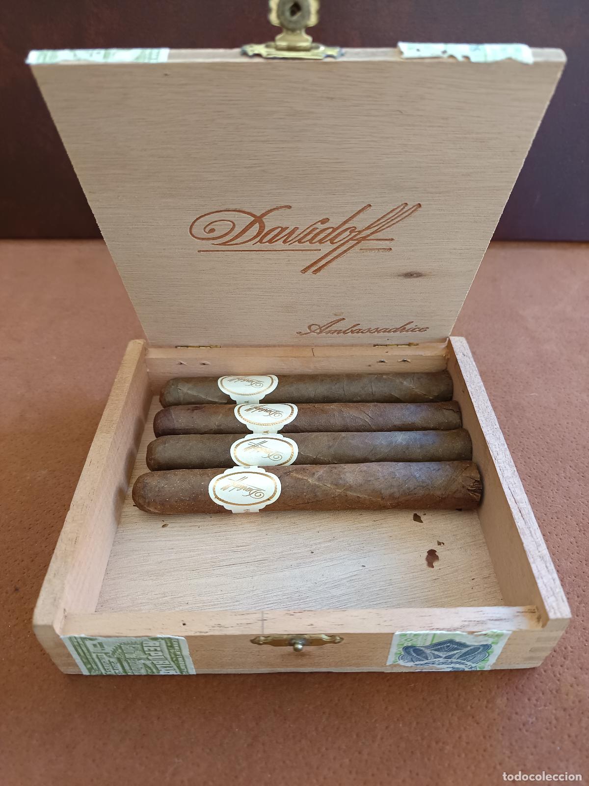 Cajas de Puros: CAJA PUROS HABANOS CUBA, 25 DAVIDOFF AMBASSADRICE CON 4 UNIDADES DE PUROS DE 12,75 MM