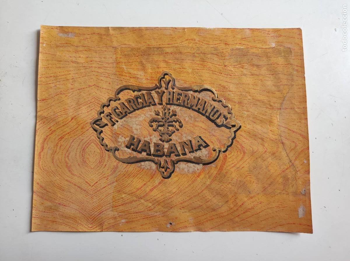 Cajas de Puros: Habilitacion etiqueta caja de puros F. Garcia y Hermanos Habana cuba