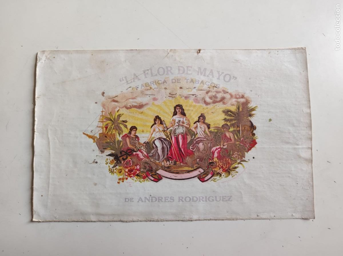 Cajas de Puros: Habilitacion etiqueta caja de puros La Flor de Mayo Andres Rodriguez - antigua