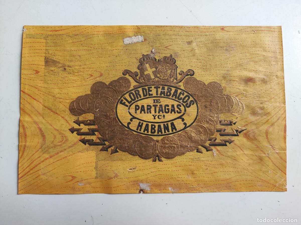 Cajas de Puros: Habilitacion etiqueta caja de puros Flor de tabacos Partagas Habana Cuba - antigua