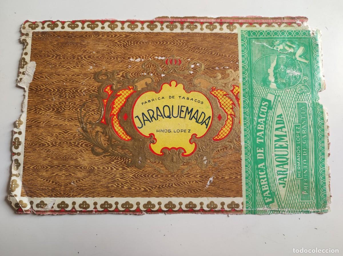 Cajas de Puros: Habilitacion etiqueta caja de puros tabacos Jaraquemada Hnos Lopez - antigua