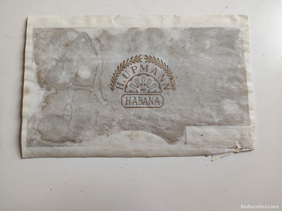 Cajas de Puros: Habilitacion etiqueta caja de puros tabacos H. Upmann Habana Cuba - antigua
