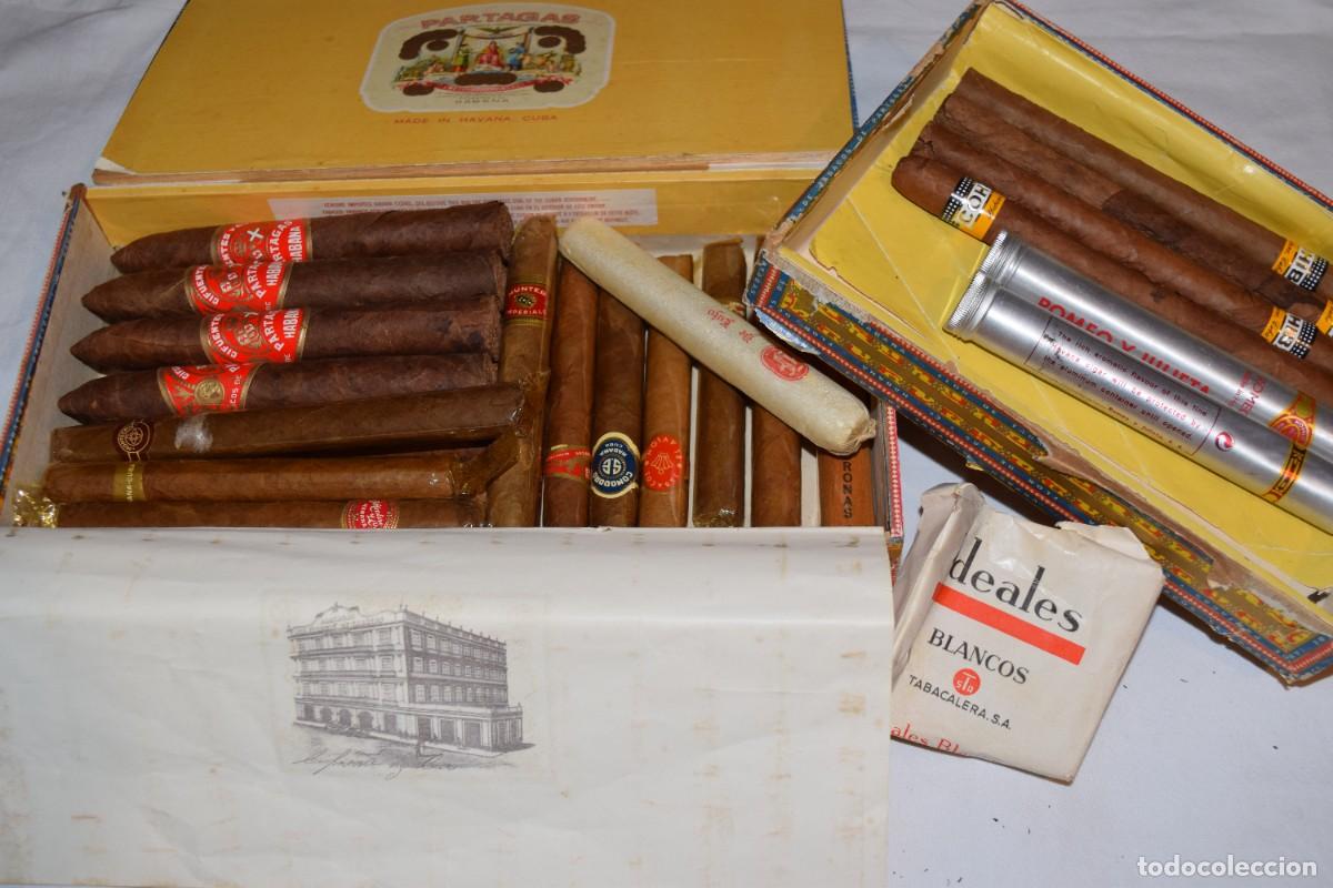 Cigar Boxes: 2 Antiguas cajas de puros, sellos r&eacute;gimen anterior / COHIBA, PARTAG&Aacute;S, ROMEO, JULIETA y otros &iexcl;Mira!