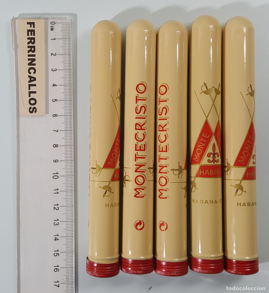 Cajas de Puros: LOTE 5 FUNDAS DE ALUMINIO PUROS MONTECRISTO EN PERFECTO ESTADO TABACO
