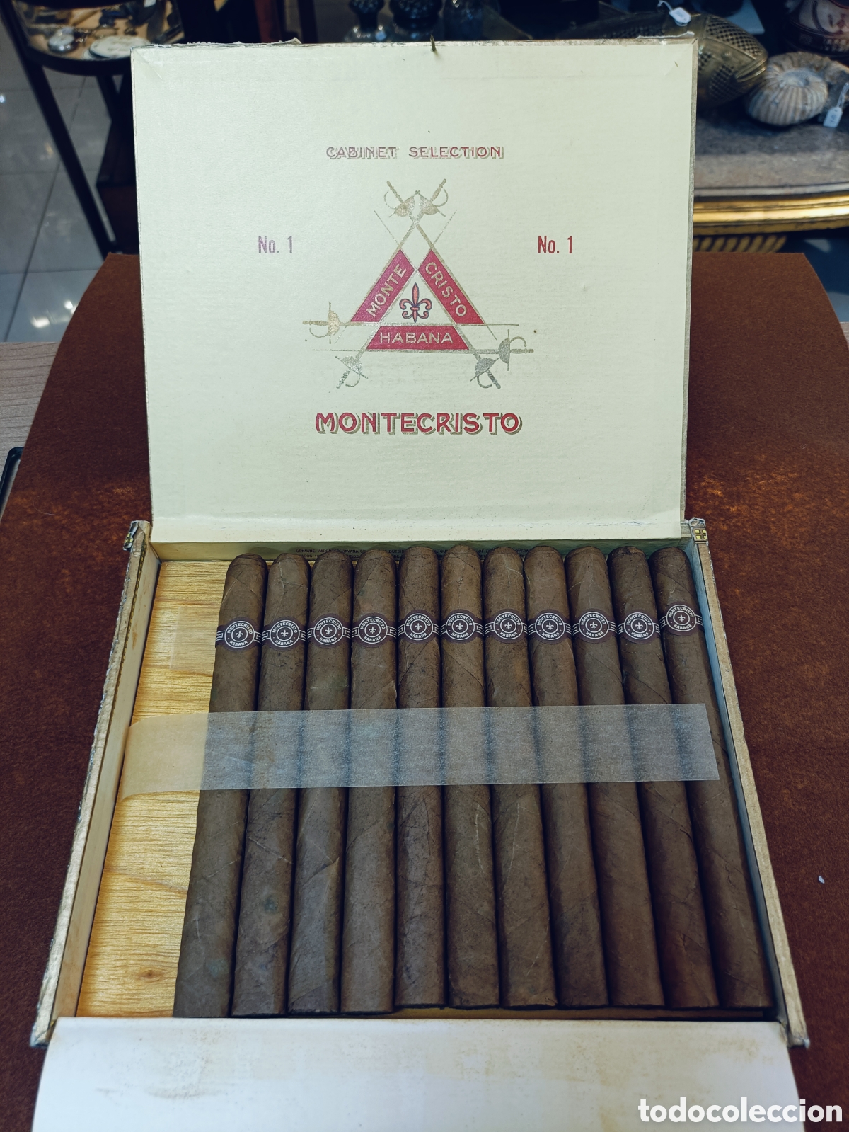 Cajas de Puros: CAJA DE PUROS ABIERTA. FALTA 1 .MONTE CRISTO HABANA 24 MONTECRISTO N⁰1 HECHO EN CUBA