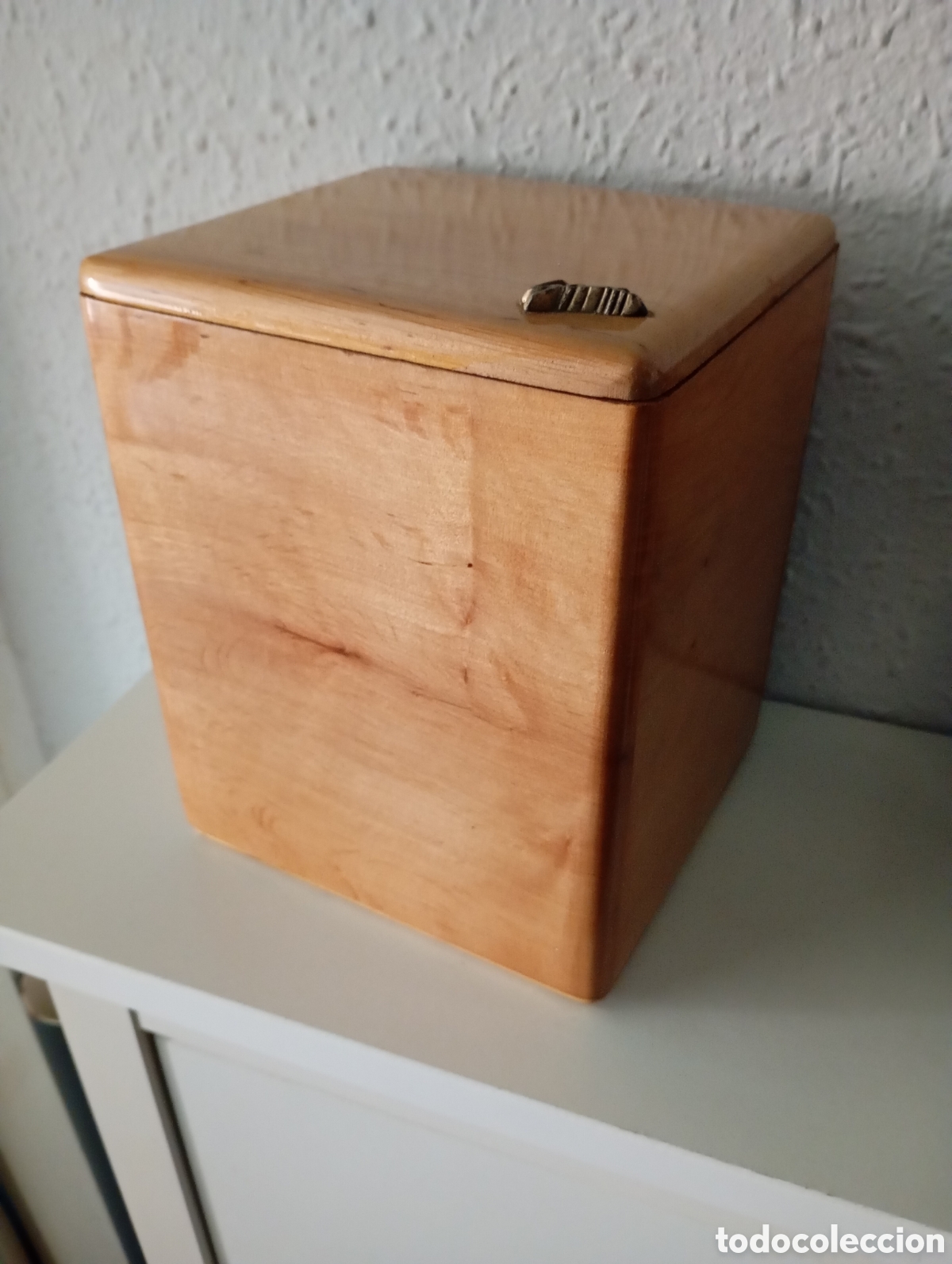 Cajas de Puros: Bote Tabaquero Vintage Madera de Ra&iacute;z Savit (A&ntilde;os 60/70* Caja puros humidificador terciopelo