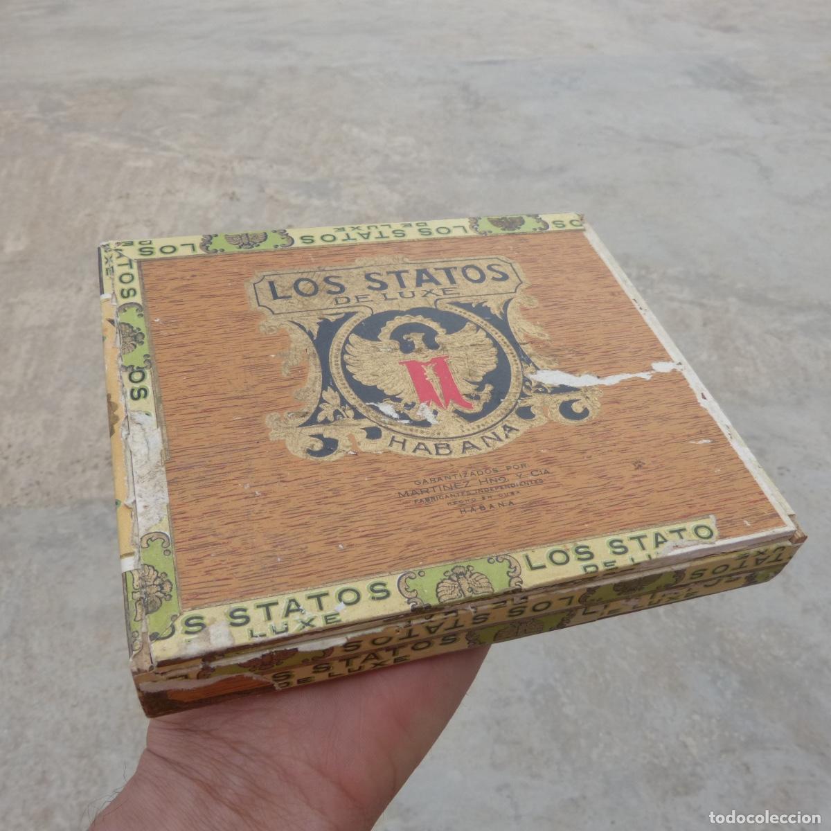 Scatole di Sigari: Caja de puros vacia , Los Estatos de luxe, Habana Cuba. Garantizados por martinez hno y cia.