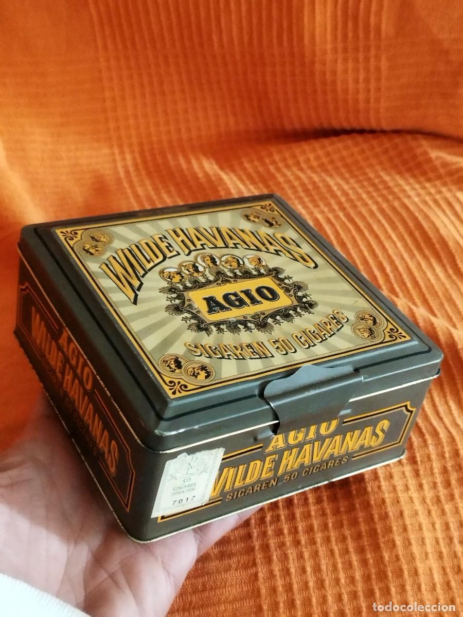 Cajas de Puros: Antigua caja met&aacute;lica de hojalata Lata puros Agio Wilde Havanas. Vac&iacute;a.