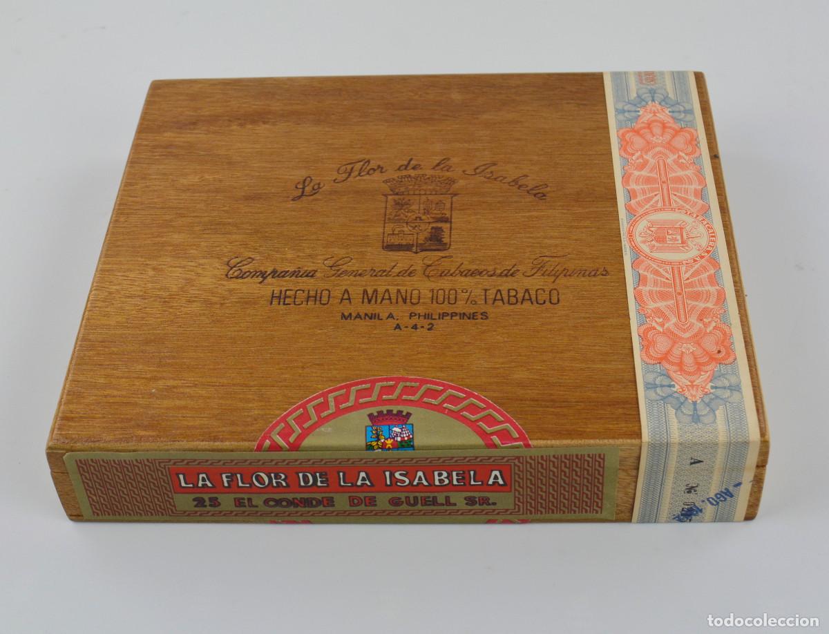 Bo&icirc;tes de Cigares: LA FLOR DE LA ISABELA, FILIPINAS. 25 CORONAS LARGAS. CAJA PRECINTADA. SELLO 1970's.