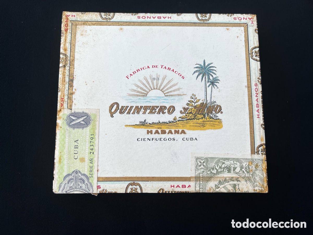 Cajas de Puros: Caja de puros habanos Quintero y Hno. Cienfuegos. Habana. Cuba. Leer descripci&oacute;n.