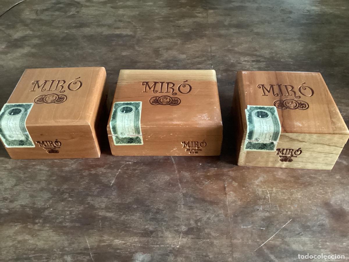 Cajas de Puros: LOTE 3 CAJAS VAC&Iacute;AS PUROS MIRO. 15 MINI TORPEDO (2), y 24 PERLAS. HABANOS. HONDURAS.