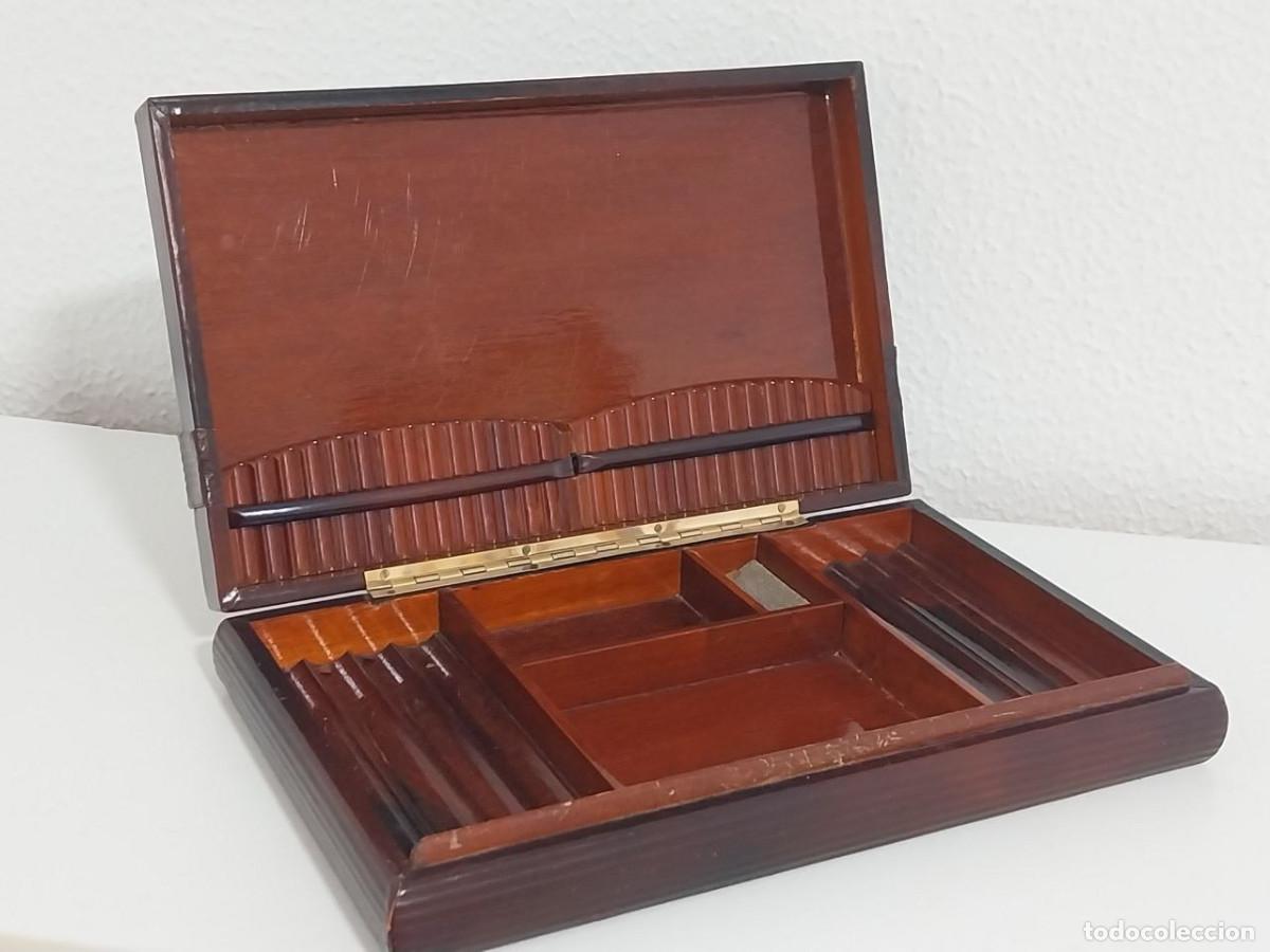 Cajas de Puros: Caja Tabaquera Escritorio Vintage Madera y Escay