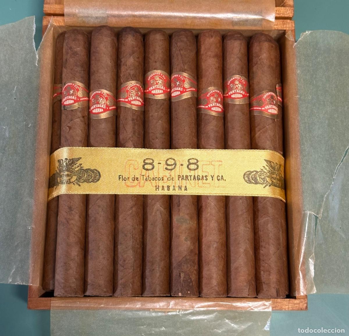 Cajas de Puros: CAJA PUROS FLOR DE TABACOS DE PARTAGAS. 8-9-8. COMPLETA. 25 puros.
