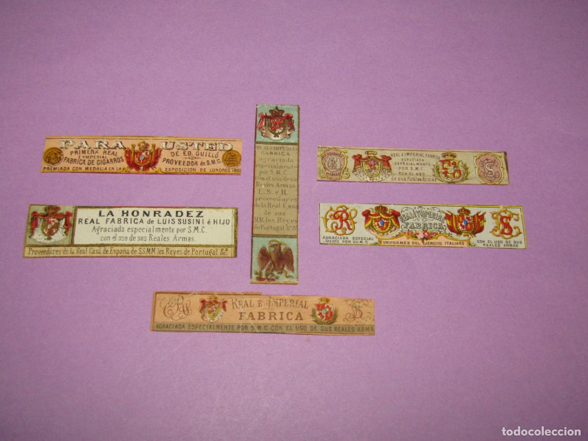 Cajas de Puros: 6 Antiguas Marquillas en Litograf&iacute;a de LA HORADEZ y Otras - La Habana CUBA 1870s.