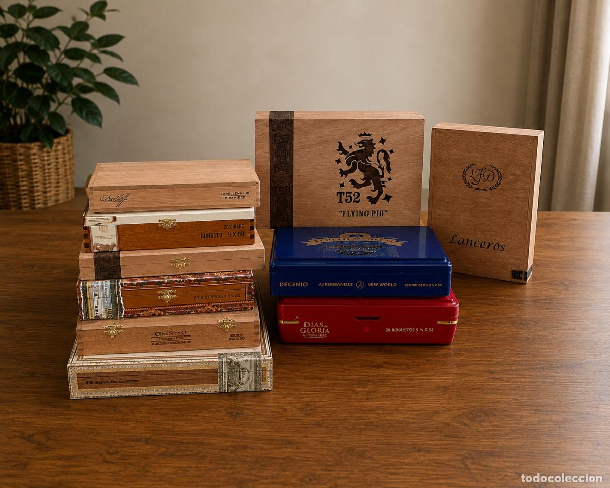 Cajas de Puros: 10 Cajas de madera vac&iacute;as, de haber contenido Puros