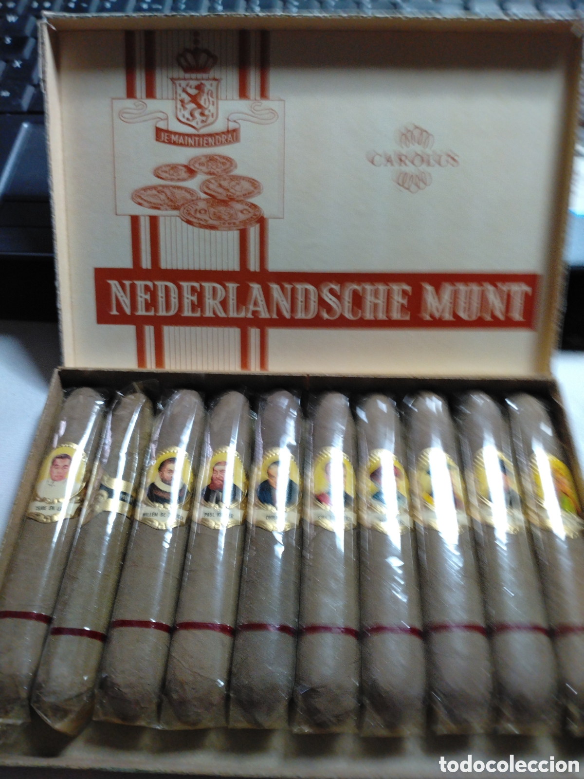 Cajas de puros: CAROLUS NEDERLANDSCHE MUNT 10 SIGAREN - 10 CIGARROS PUROS CAROLUS - VITOLAS PERSONAJES FAMOSOS.