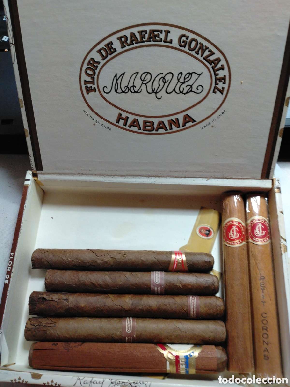 Cajas de puros: HABANA CUBA -7 PUROS HABANOS EN CAJA DE MADERA FLOR DE RAFAEL GONZALEZ-VER FOTO DE MARCAS - VITOLAS.