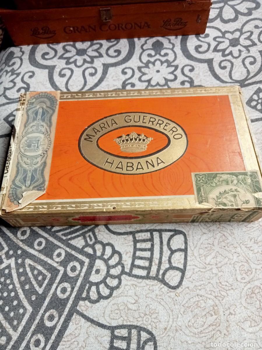 Cajas de puros: CAJA VAC&Iacute;A CIGARROS MARIA GUERRERO EN MADERA.