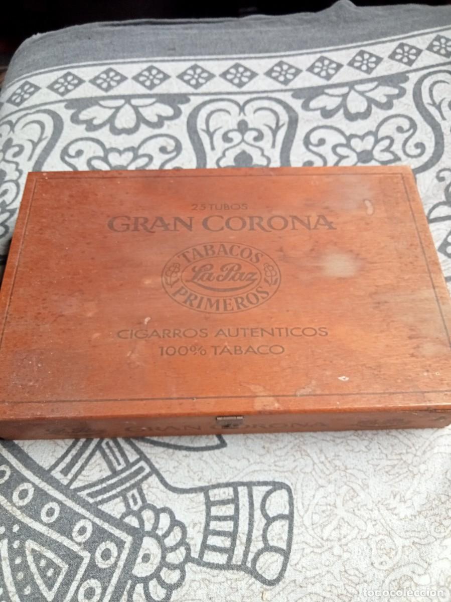 Cajas de puros: CAJA DE PUROS DE MADERA VACIA GRAN CORONA 25 TUBOS TABACOS LA PAZ