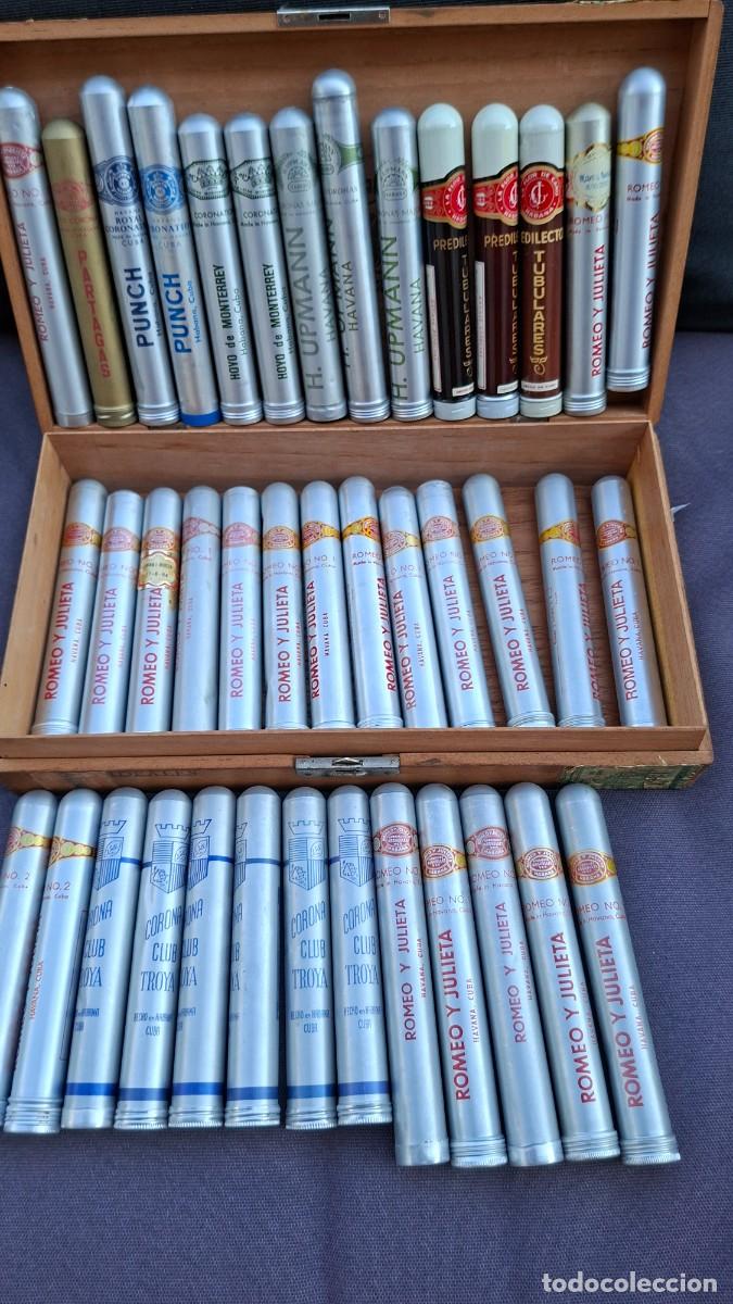 Cajas de puros: Caja de puros habanos con 40 cigars en tubos de aluminio Habana cuba