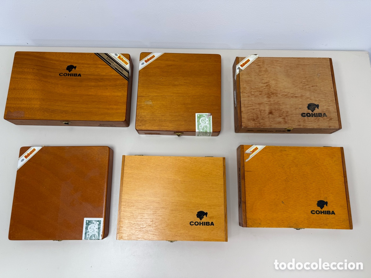 Cajas de puros: Colecci&oacute;n 6 cajas puros Cohiba en madera. Sublimes edic. Limitada, espl&eacute;ndidos, lanceros
