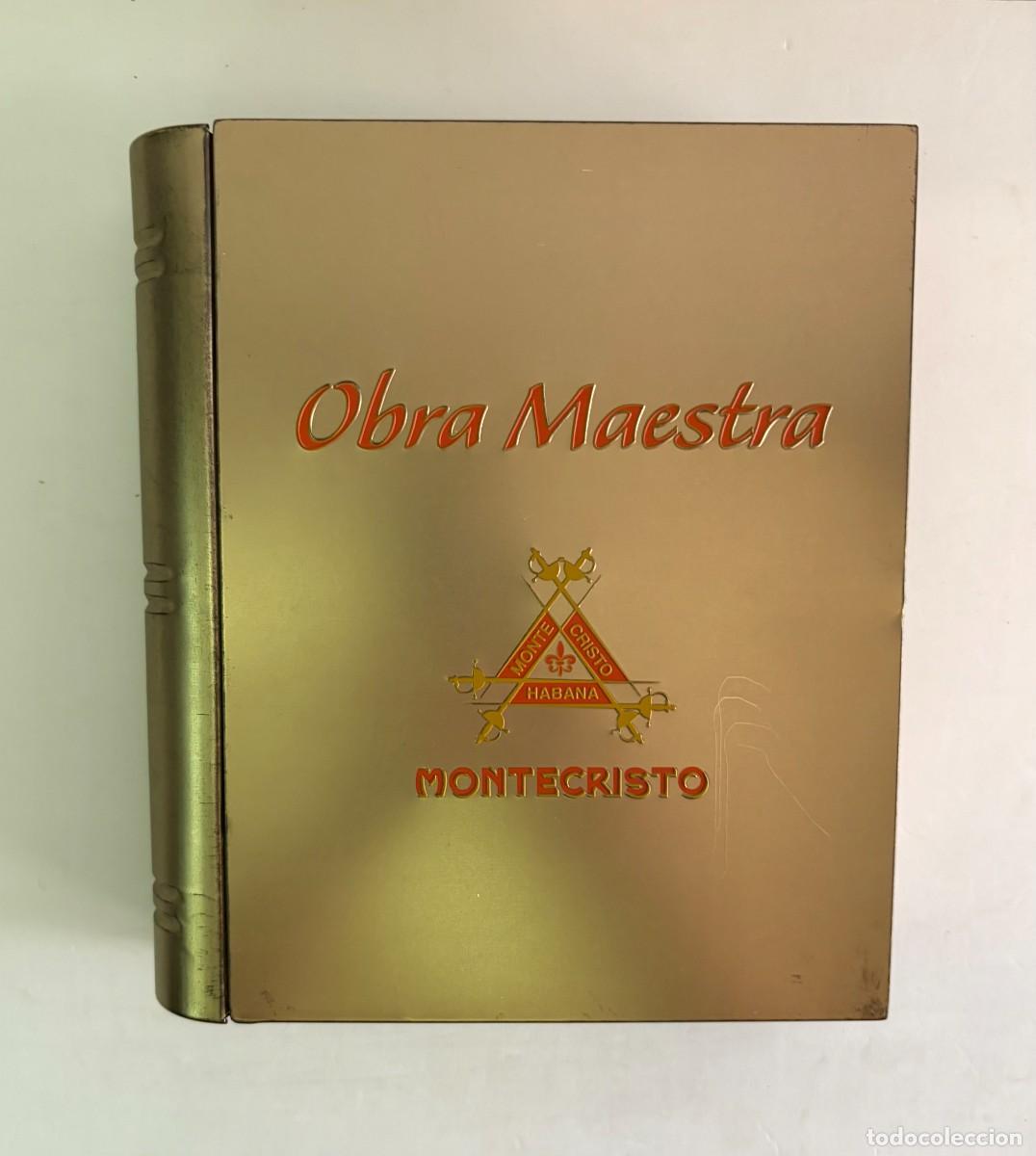 Cajas de puros: Caja de Lata Montecristo N&ordm; 5 &rdquo;Obra Maestra&rdquo; - Formato Libro, Vintage A&ntilde;os 80/90