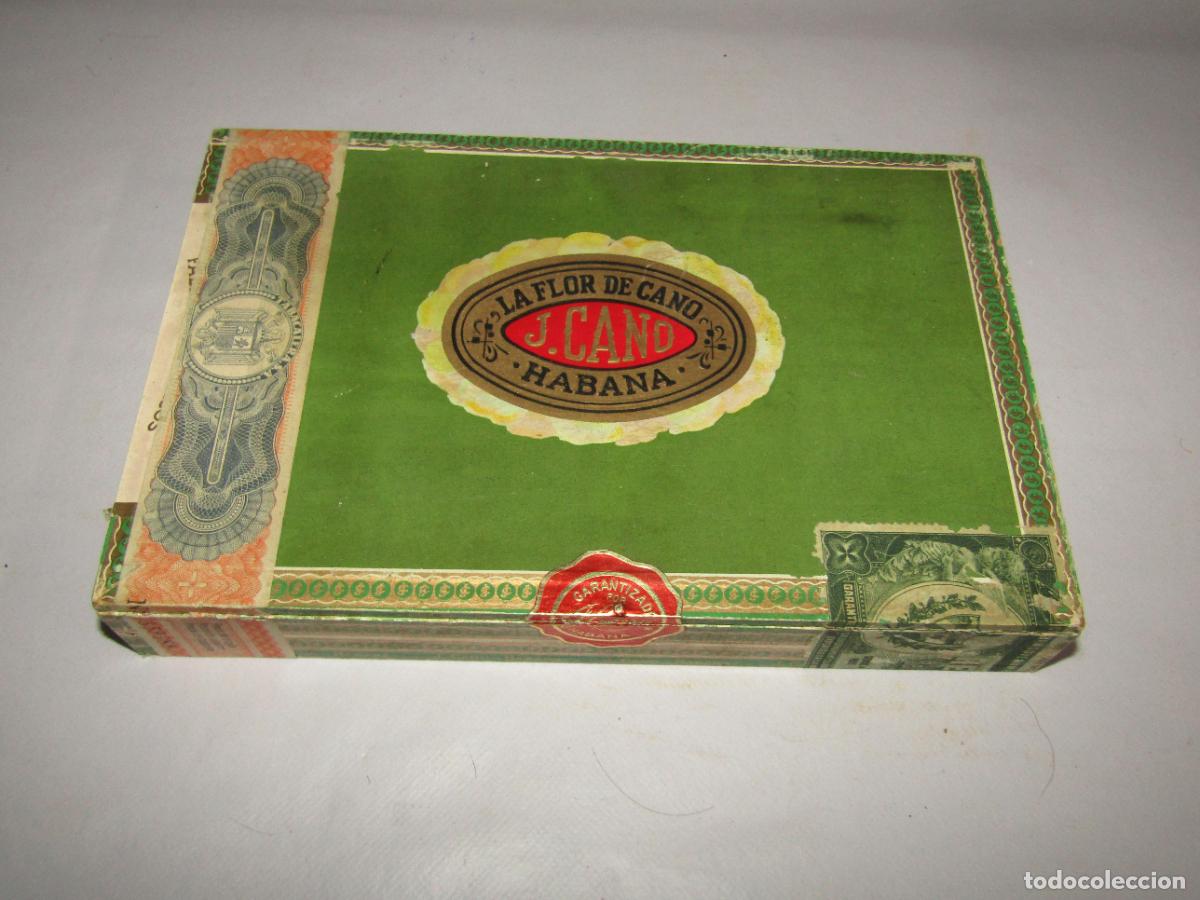 Cajas de puros: Antigua Caja Vac&iacute;a de Cigarros Puros 10 Cristales de Cano de LA FLOR DE CANO Habana