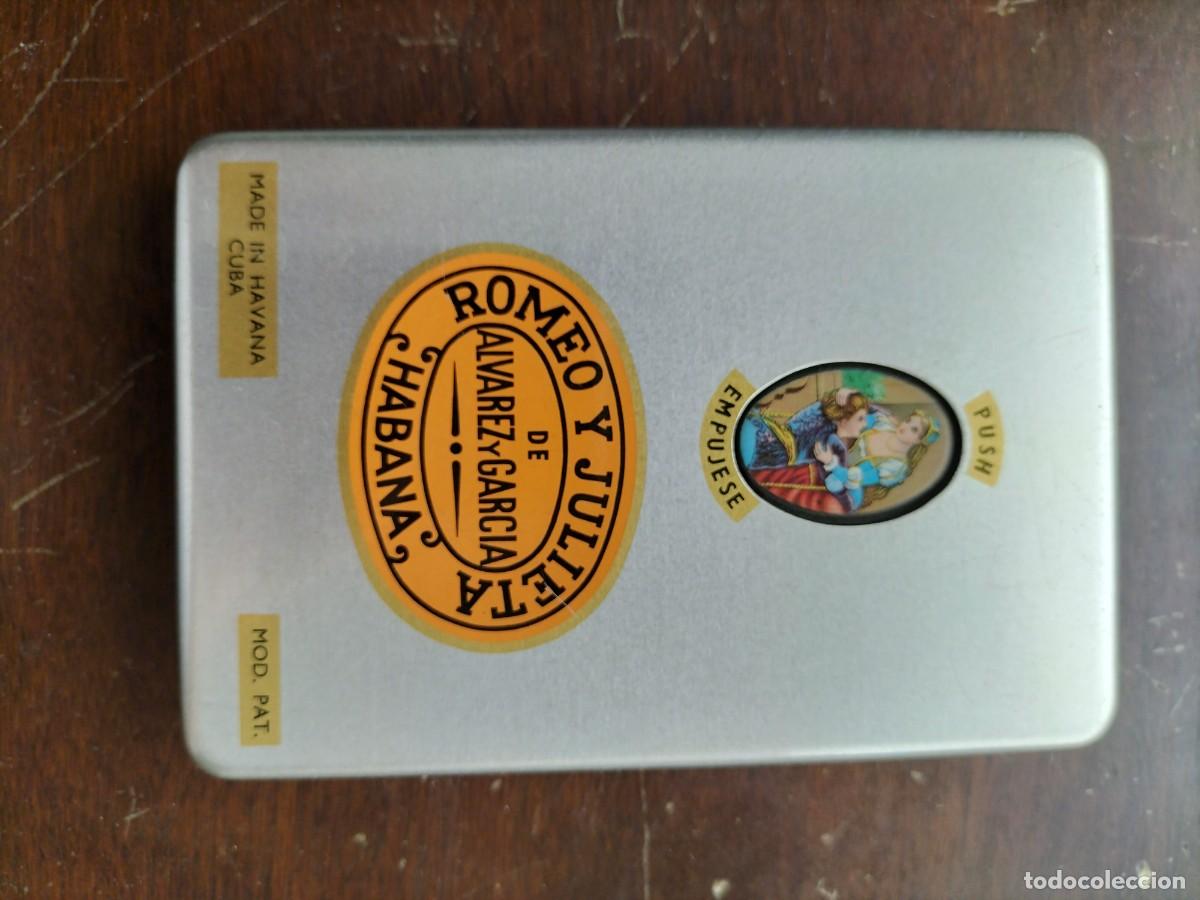 Cajas de puros: Caja met&aacute;lica puros habanos romeo y julieta con puros originiales