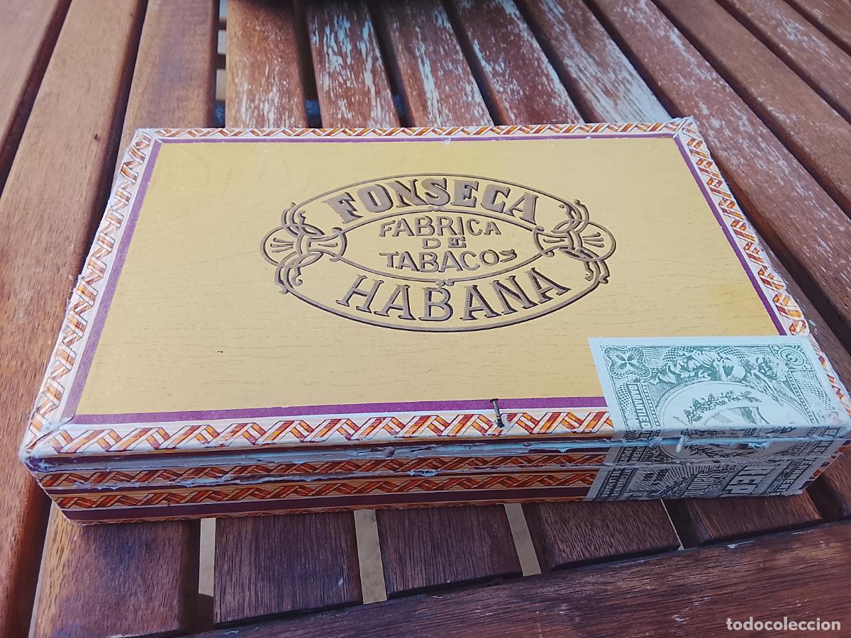Cajas de puros: Antigua Caja Vac&iacute;a de Puros Habanos FONSECA DELICIAS-Cuba A&ntilde;os 70/80 - Excelente Litografia
