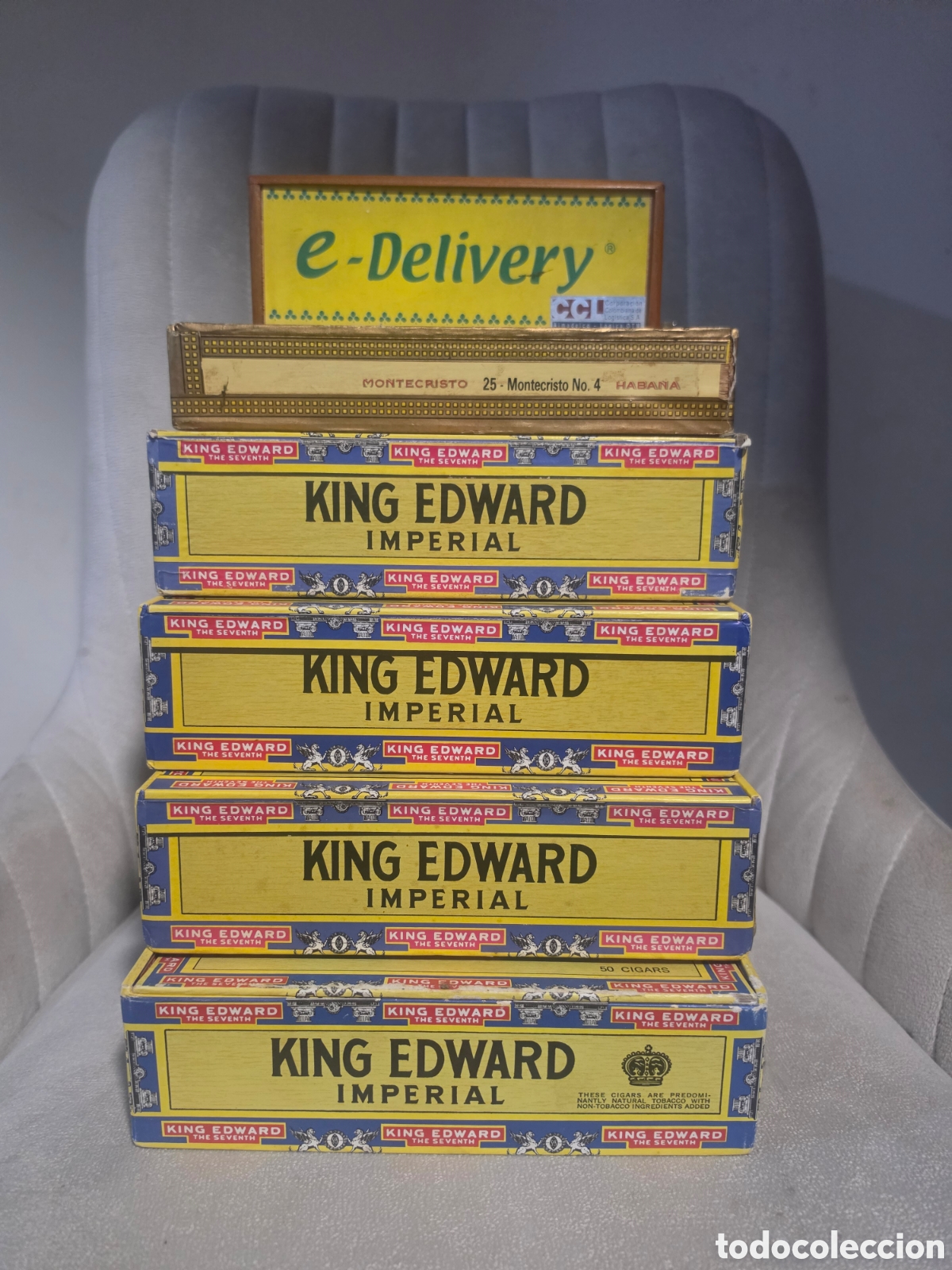 Cajas de puros: Lote Colecci&oacute;n 6 Cajas: 1 Montecristo No. 4 Habana, 4 King Edward y 1 Metal e-Delivery - Precintadas