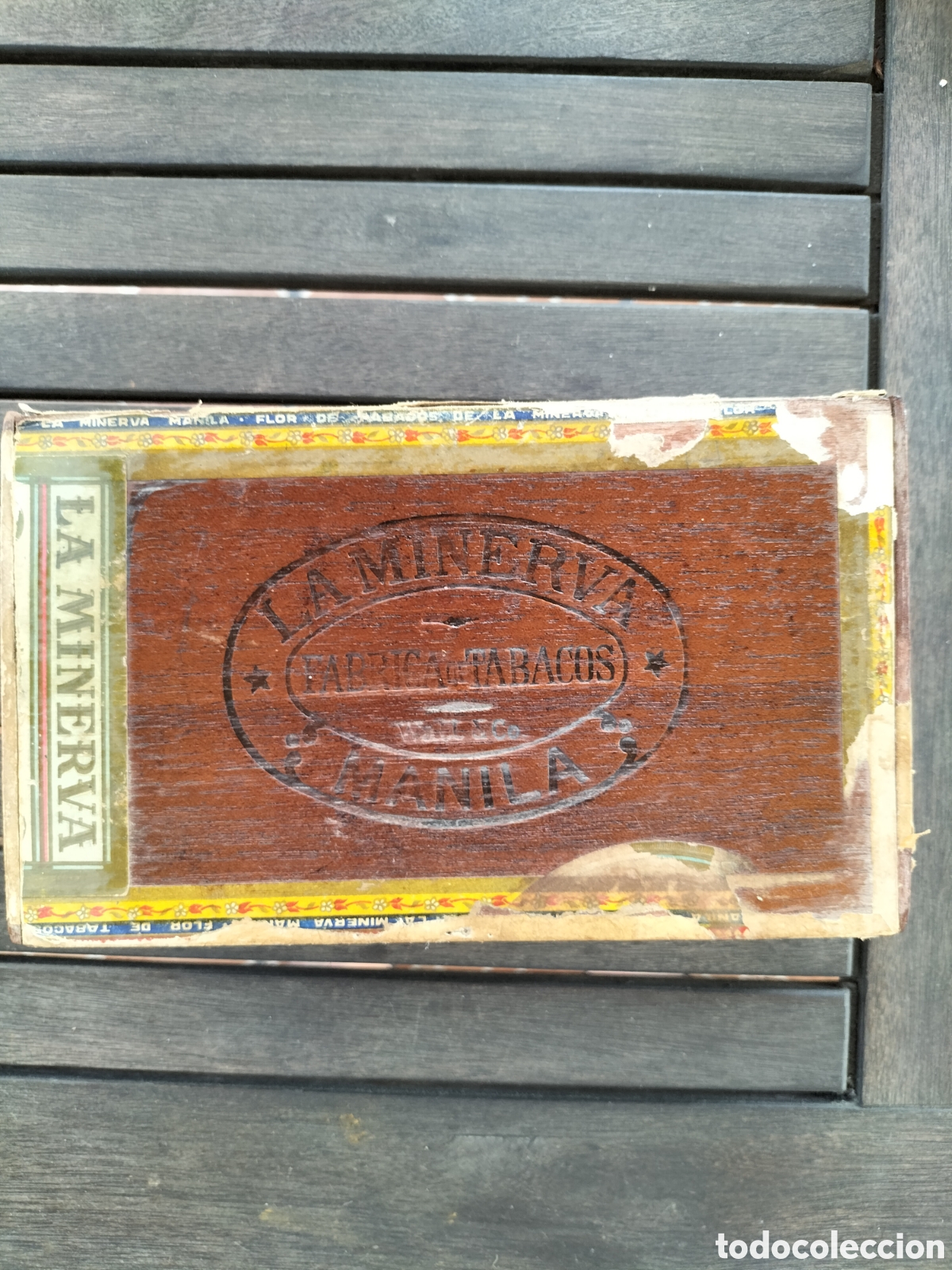 Cigar Boxes: Manila. Caja de Puros vac&iacute;a La Minerva. Flor Fina.