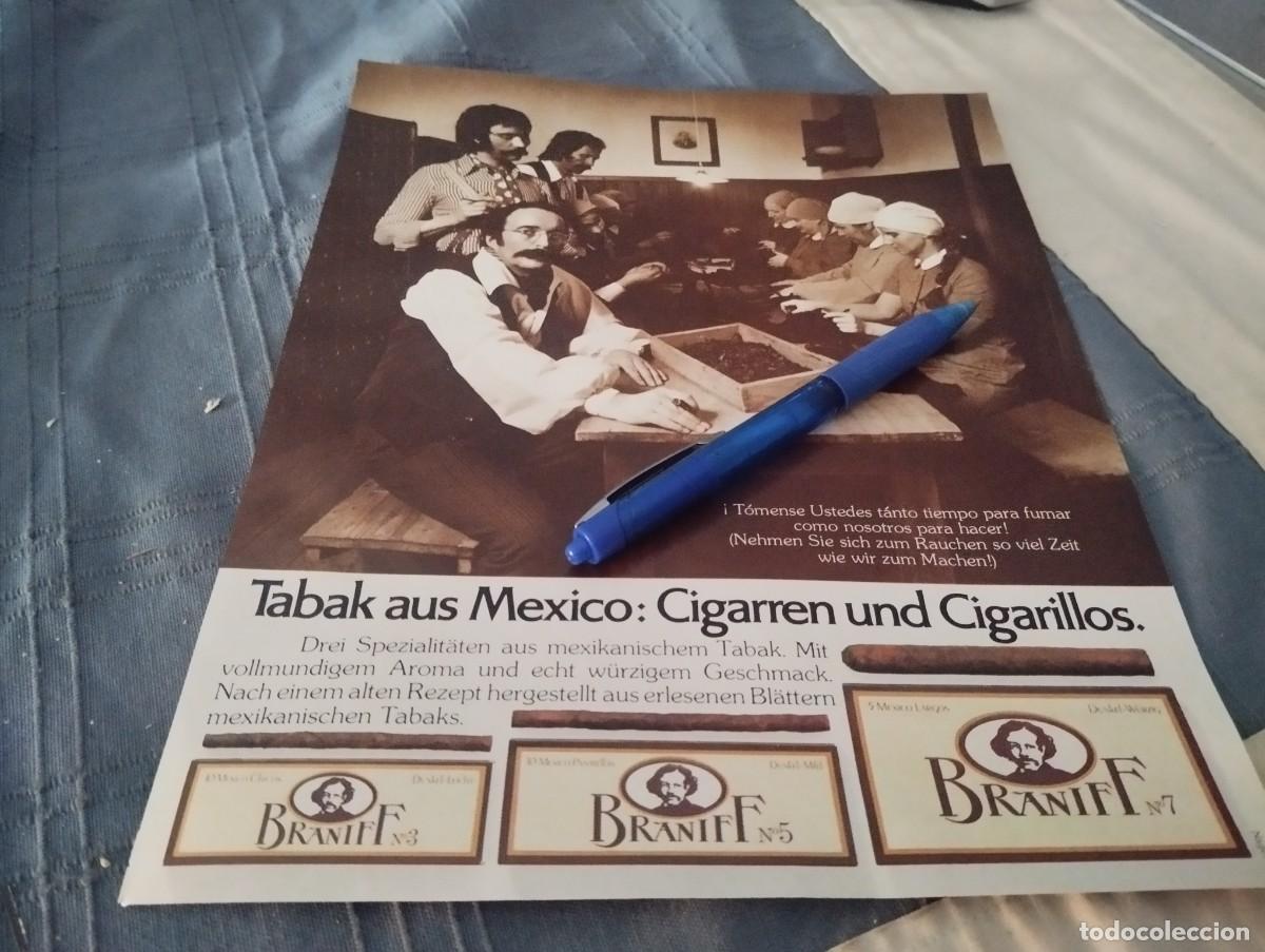 Cajas de puros: PUROS MEXICANOS BRANIFF CLIPPING HOJA ANUNCIO PUBLICIDAD REVISTA ALEMANA 1978