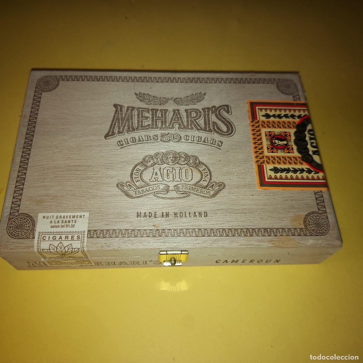Cajas de puros: caja de madera Mehari&acute;s, Meharis, Mild & Light Holland con sellos originales, vac&iacute;a