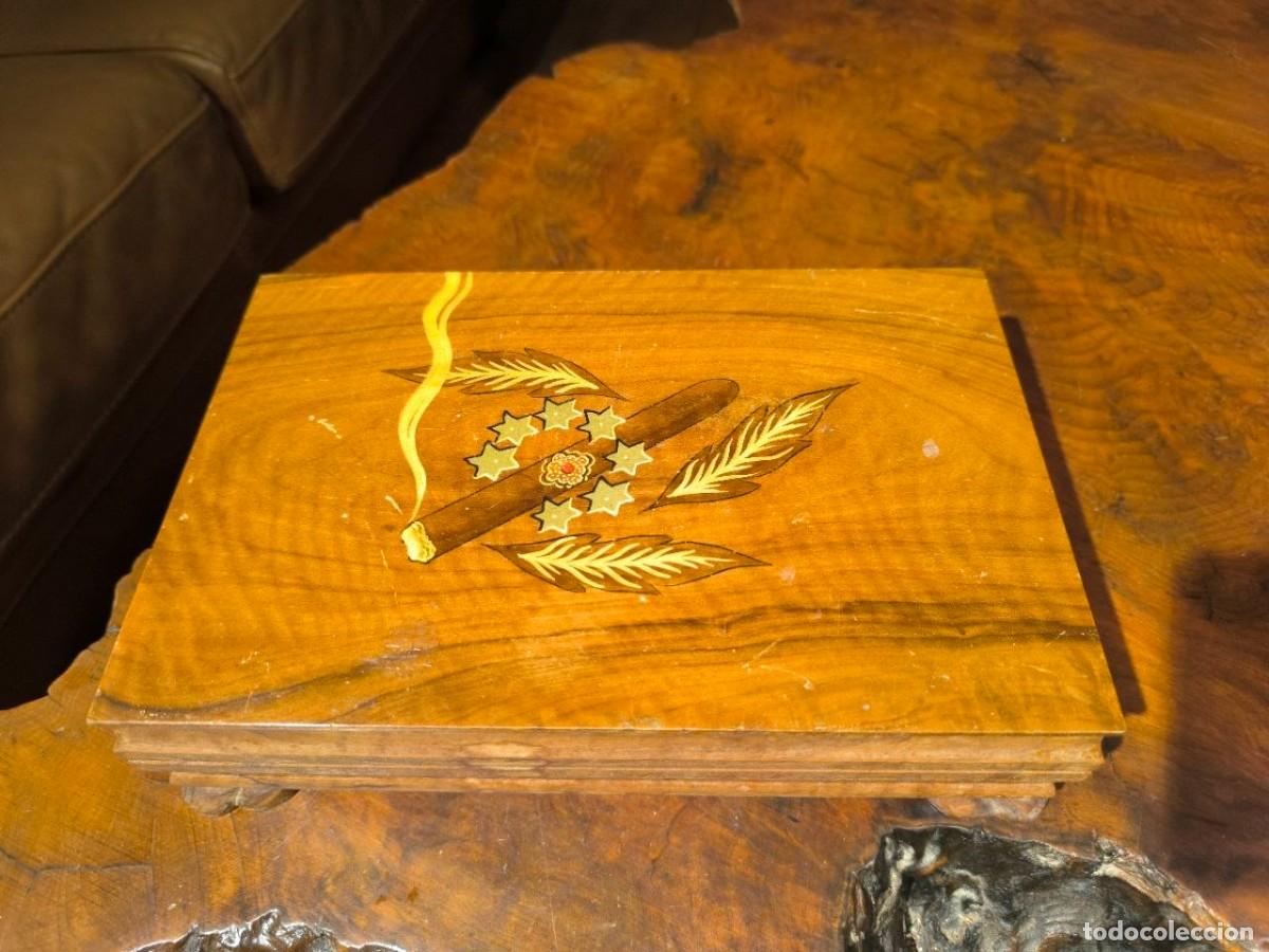 Cajas de puros: CAJA TABAQUERA PARA PUROS Y CIGARROS, DE MADERA CON CAJA DE MUSICA ESPA&Ntilde;A CANI 26X17X7 CMS.