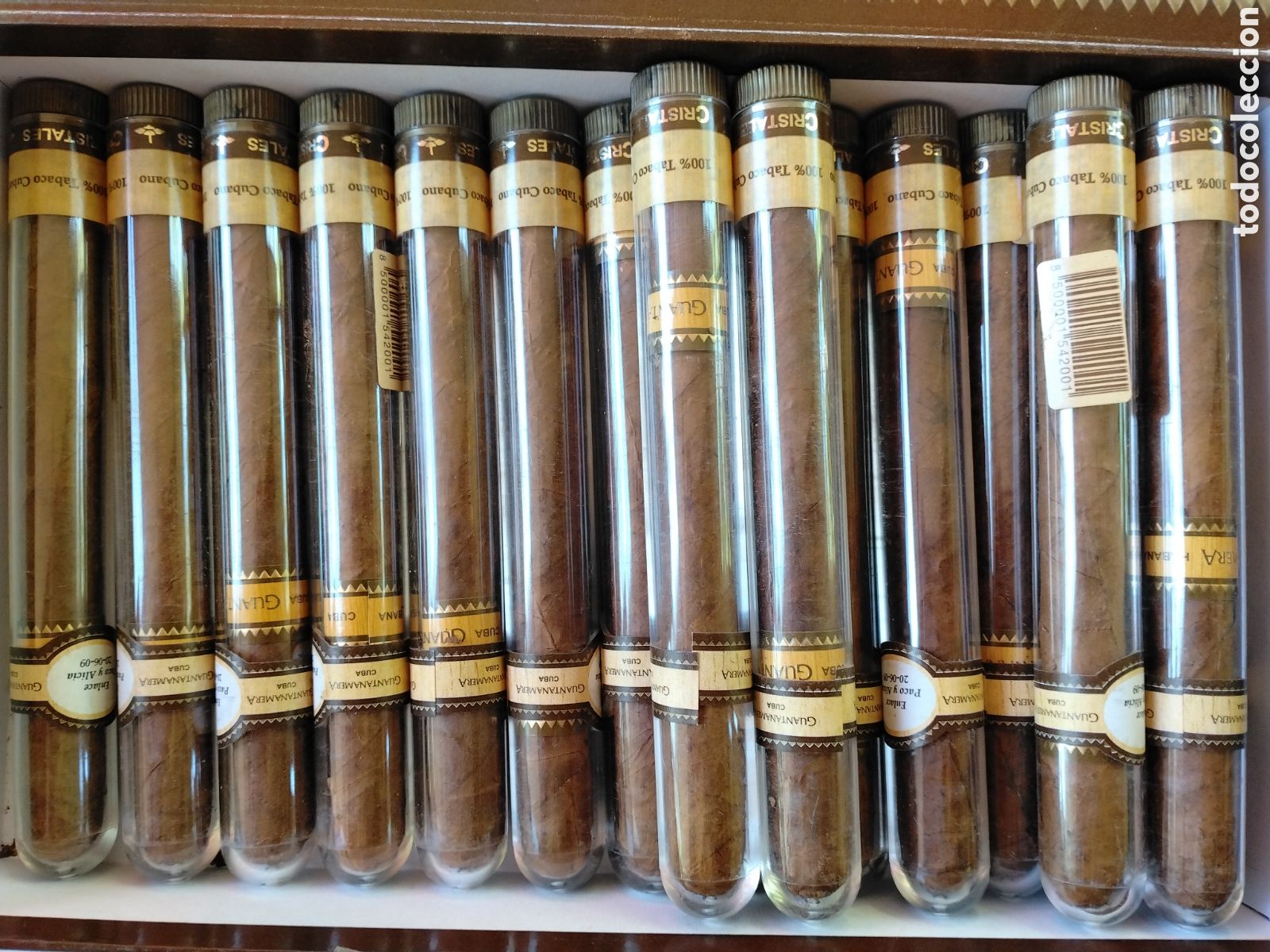 Cajas de puros: HABANA - CUBA - 25 CRISTALES - 17 PUROS HABANOS EN TUBOS - CAJA ORIGINAL - VITOLAS.
