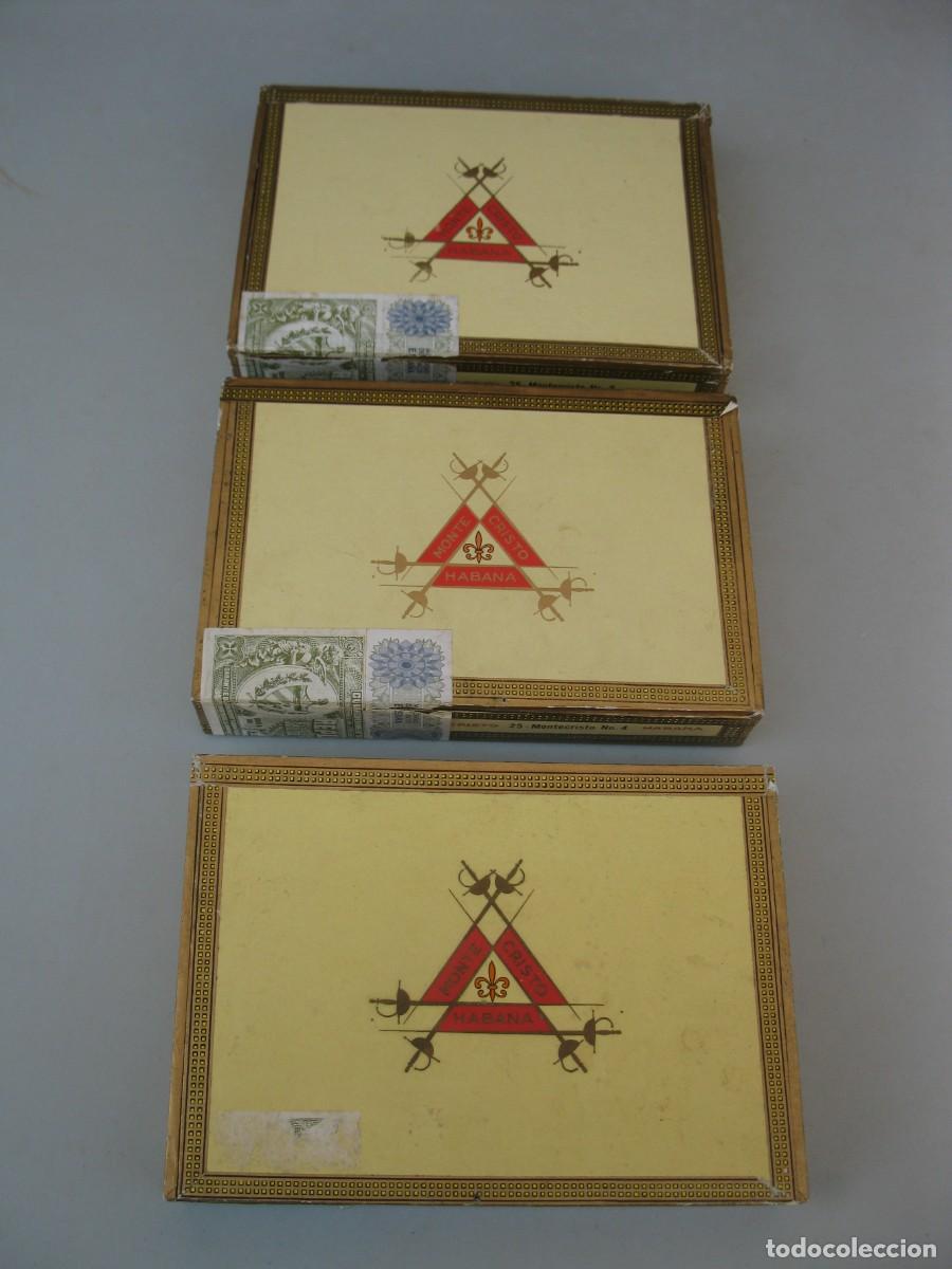 Caixas de Charutos: LOTE DE 3 CAJAS DE PUROS MONTECRISTO VACIAS.