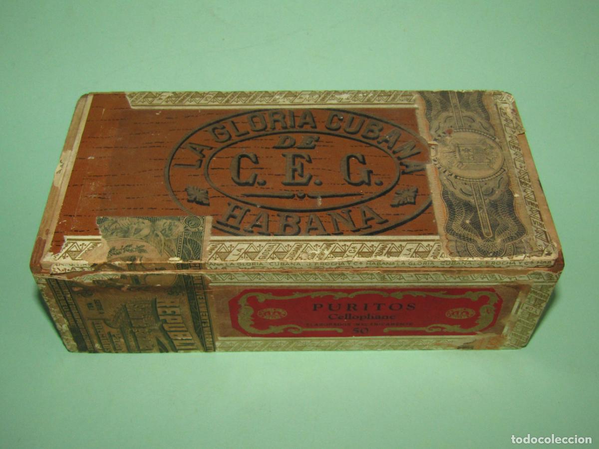 Caixas de Charutos: Antigua Caja de Puros Habanos LA GLORIA CUBANA C. E. G. HABANA CUBA Pre Revoluci&oacute;n Cuba