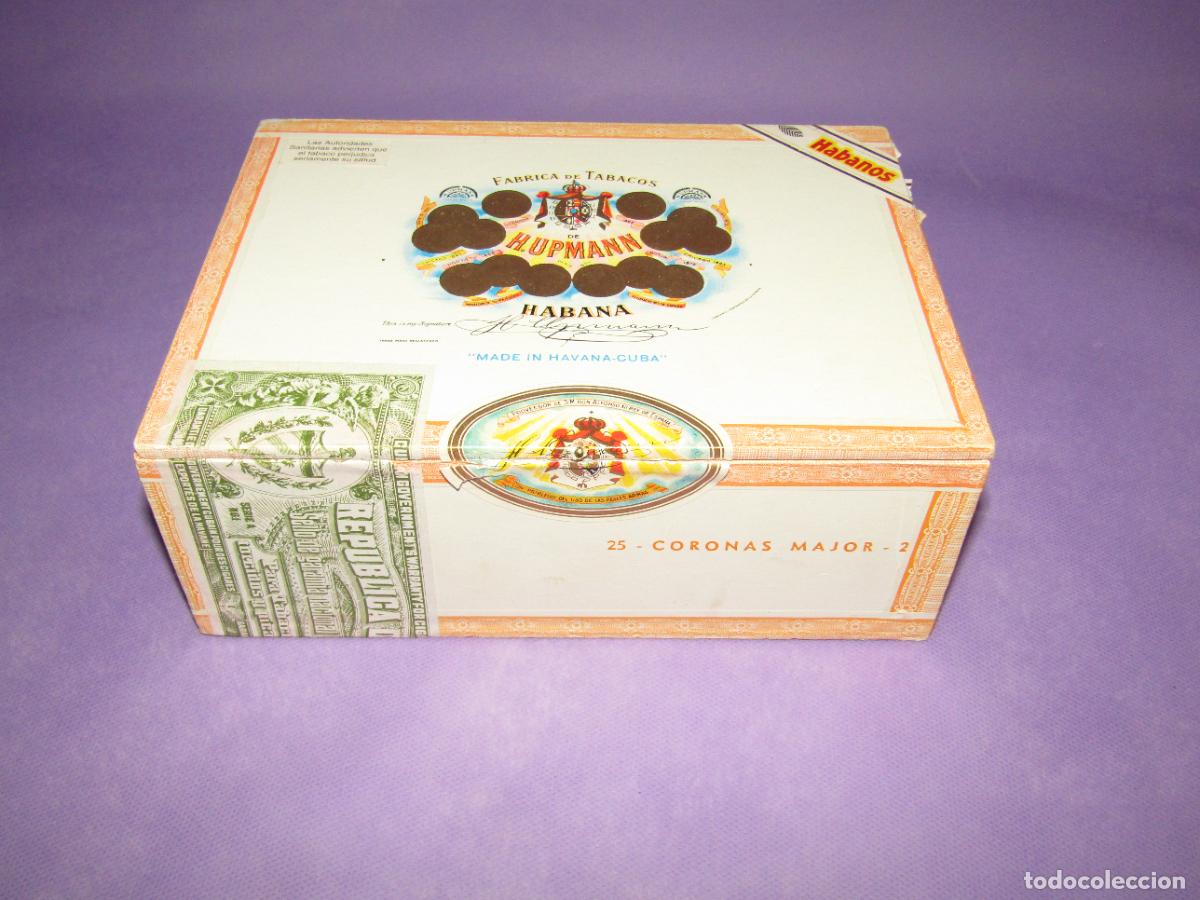 Cajas de puros: Antigua Caja de Puros H. HUMANN con 14 CORONAS MAJOR en Tubos de Aluminio