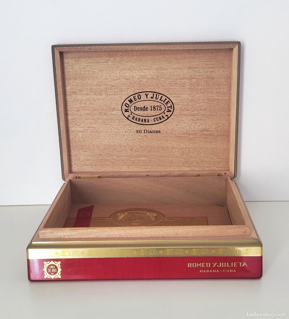 Cajas de puros: CAJA PUROS HABANOS ROMEO Y JULIETA - VAC&Iacute;A - 20 DIANAS LINEA ORO - PARA COLECCIONISTA