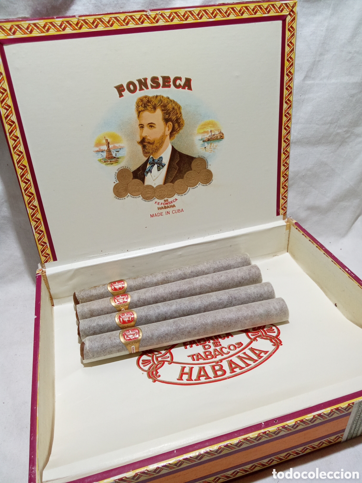 Caixas de Charutos: CAJA DE PUROS CON LOTE DE 4 HABANOS FONSECA EN CAJA