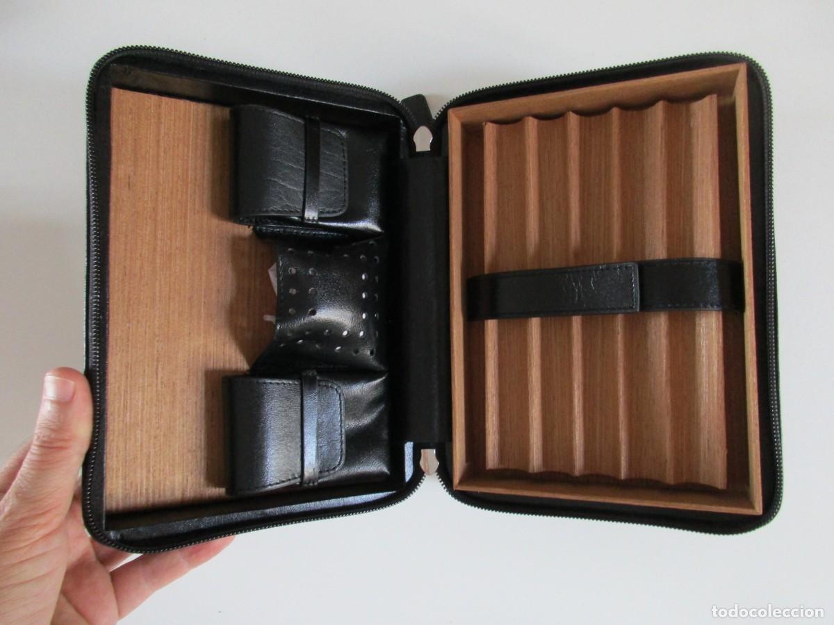Cigar Boxes: ESTUCHE HUMIDOR DE VIAJE VILLIGER PARA PUROS - PIEL LEG&Iacute;TIMA + MADERA DE CEDRO - NUEVO