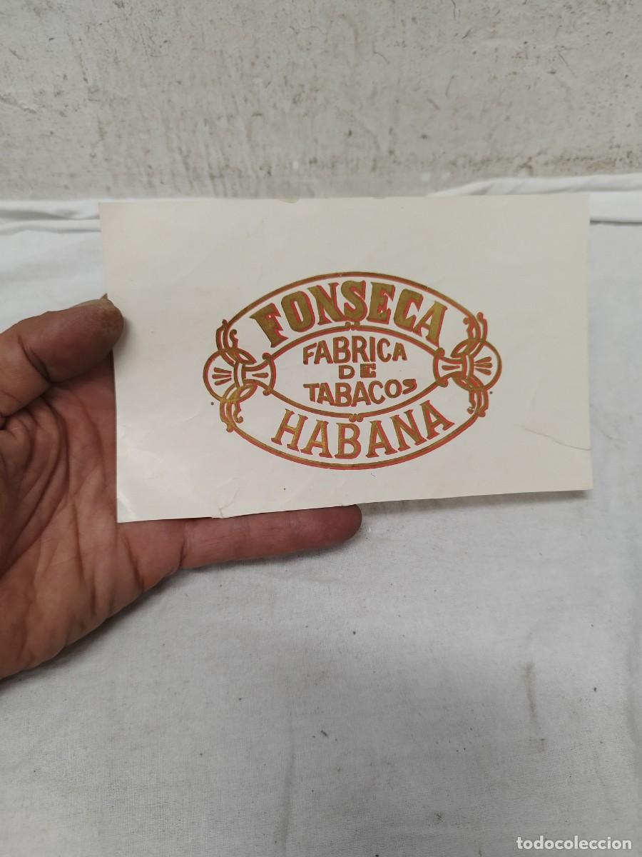 Cajas de puros: etiqueta de papel decorativa tradicional de la marca de cigarros cubanos Fonseca. Tabacos habana,