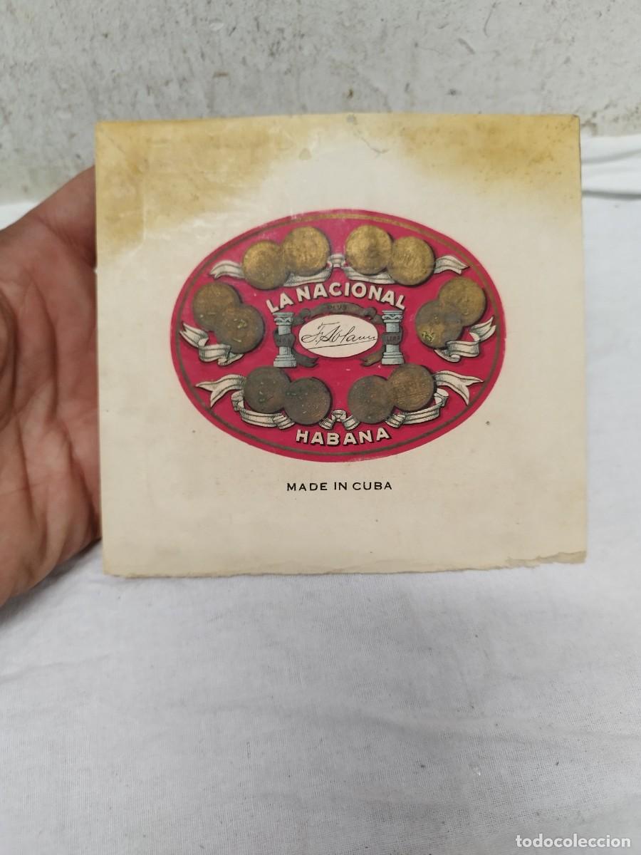 Cajas de puros: Antigua etiqueta habilitaci&oacute;n de F&aacute;brica de Tabacos Fonseca. La Nacional. Habana Cuba Puros habanos.