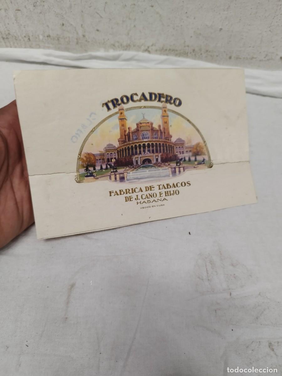 Zigarrenkisten: Antigua Etiqueta Litogr&aacute;fica de Puros Cubanos Trocadero - J. Cano e Hijo, Habana, Cuba.