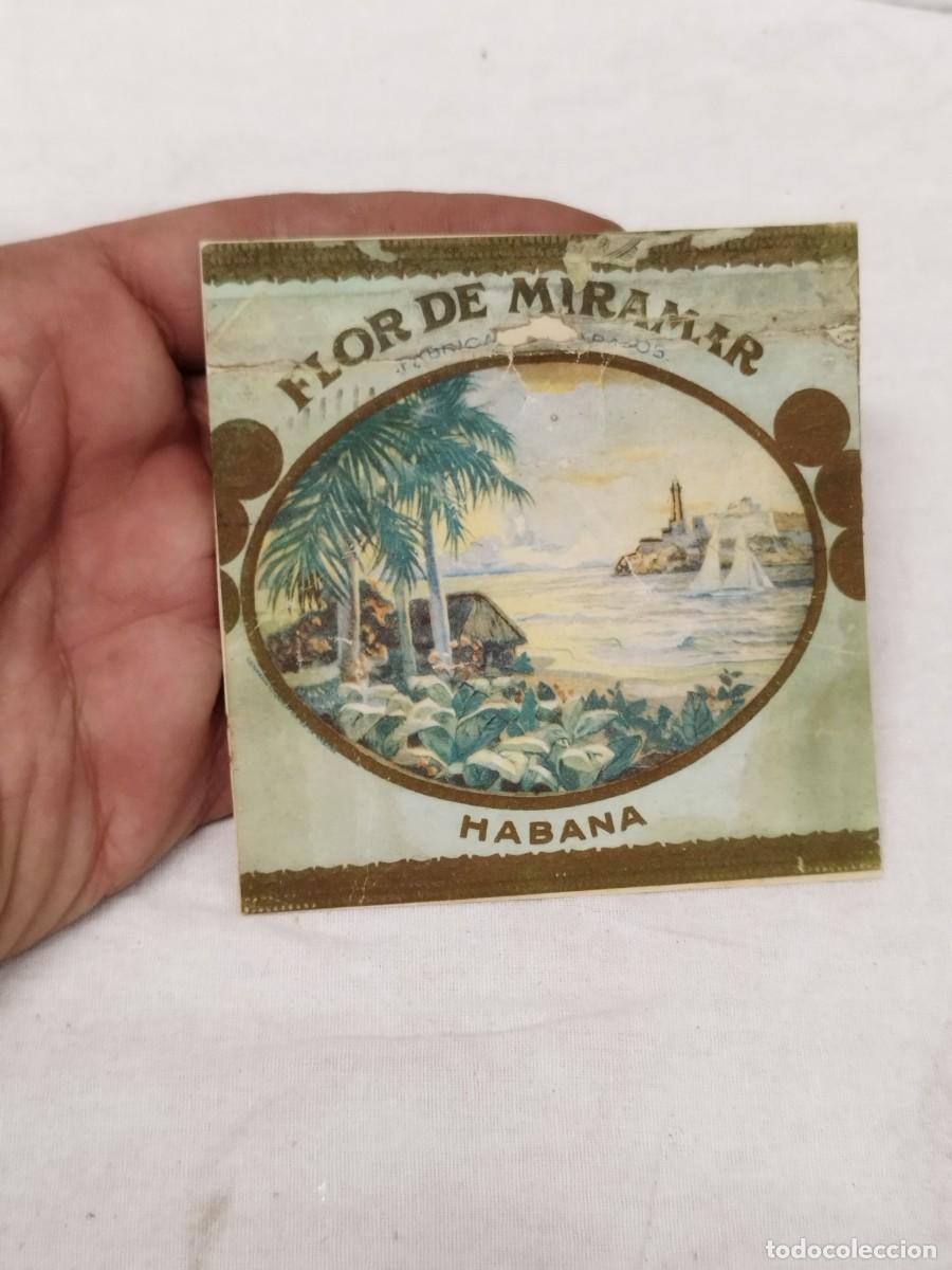 Zigarrenkisten: Antigua Etiqueta Caja Puros Flor de Miramar - Habana Cuba - Vintage.