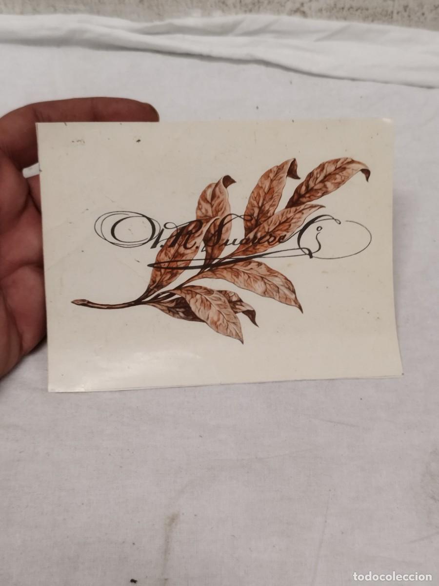 Cajas de puros: Antigua Etiqueta de Caja de Puros. Marca &rdquo;D.M. Su&aacute;rez&rdquo; - Hojas de Tabaco Litografiadas.