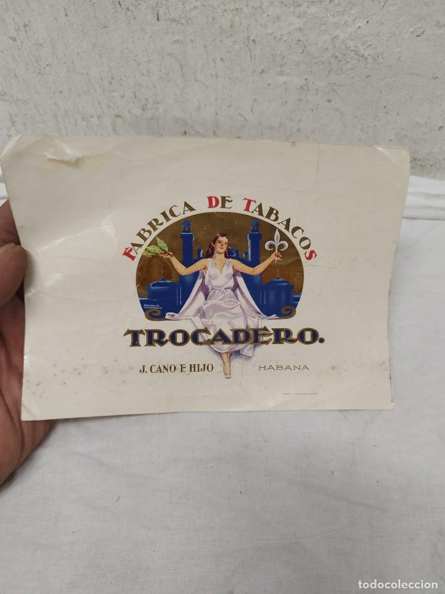 Cajas de puros: Antigua Etiqueta Litogr&aacute;fica de Puros Cubanos Trocadero - J. Cano e Hijo - Habana.